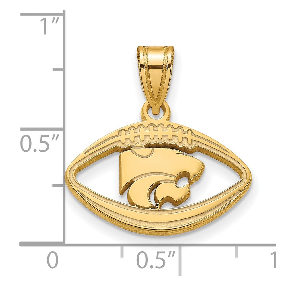 Sterling Silver Gold-plated LogoArt Kansas State University Wildcat Football Pendant