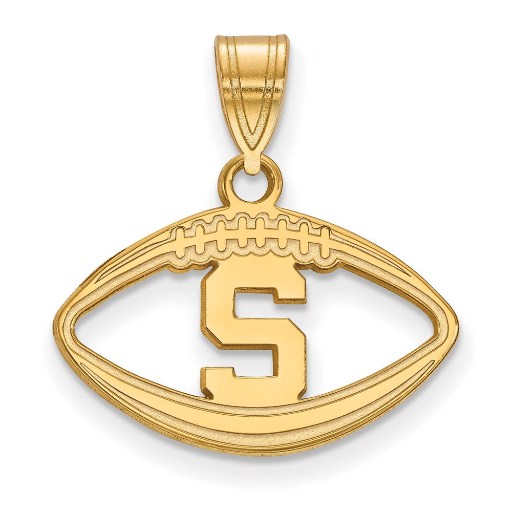 Sterling Silver Gold-plated LogoArt Michigan State University Letter S Football Pendant