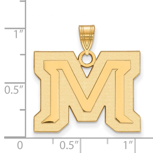 10k Gold LogoArt Montana State University Letter M Large Pendant