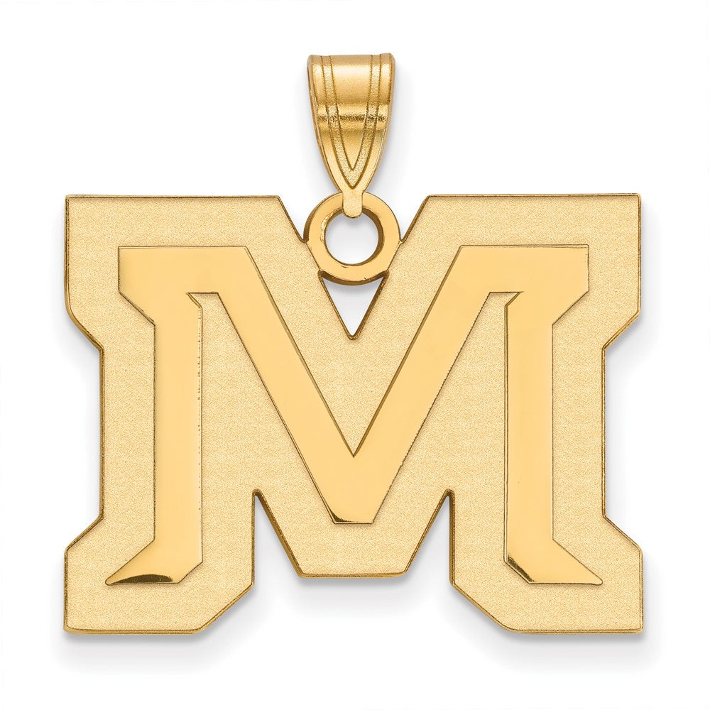 10k Gold LogoArt Montana State University Letter M Large Pendant