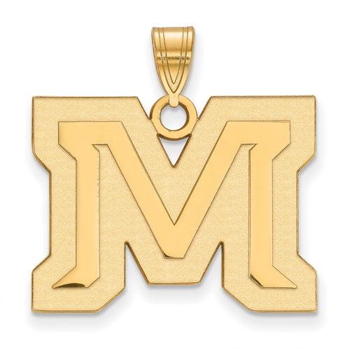10k Gold LogoArt Montana State University Letter M Large Pendant