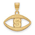 Sterling Silver Gold-plated LogoArt North Carolina State University N-C-S Football Pendant