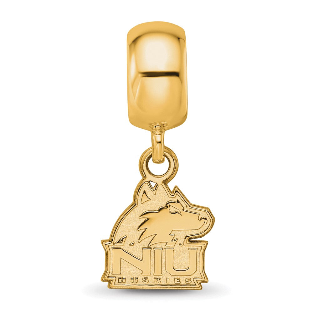 Sterling Silver Gold-plated LogoArt Northern Illinois University N-I-U Huskies Extra Small Dangle Bead Charm