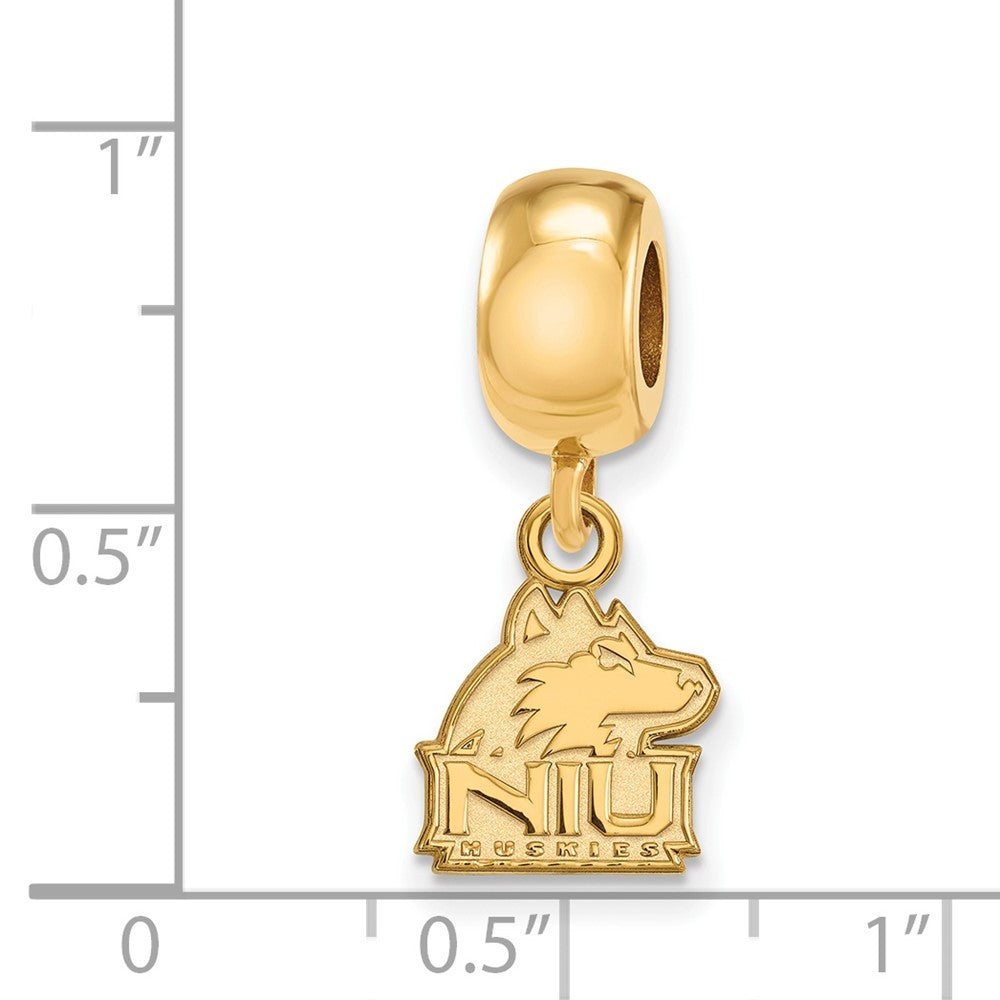 Sterling Silver Gold-plated LogoArt Northern Illinois University N-I-U Huskies Extra Small Dangle Bead Charm