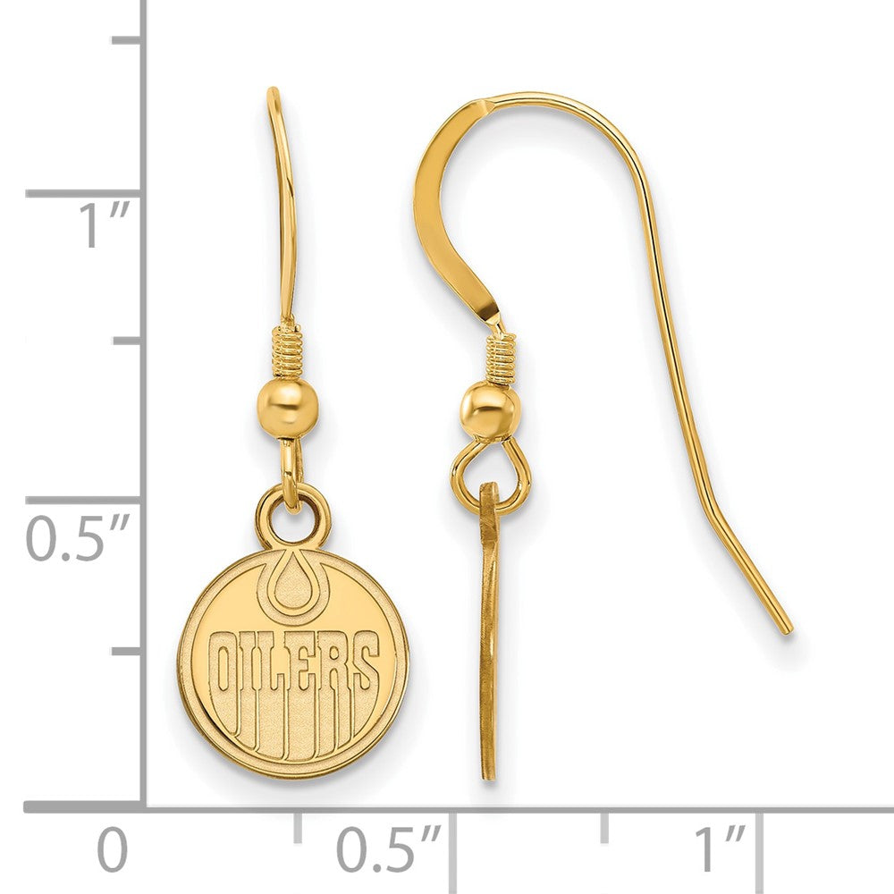 Sterling Silver Gold-plated NHL LogoArt Edmonton Oilers Extra Small Dangle Wire Earrings