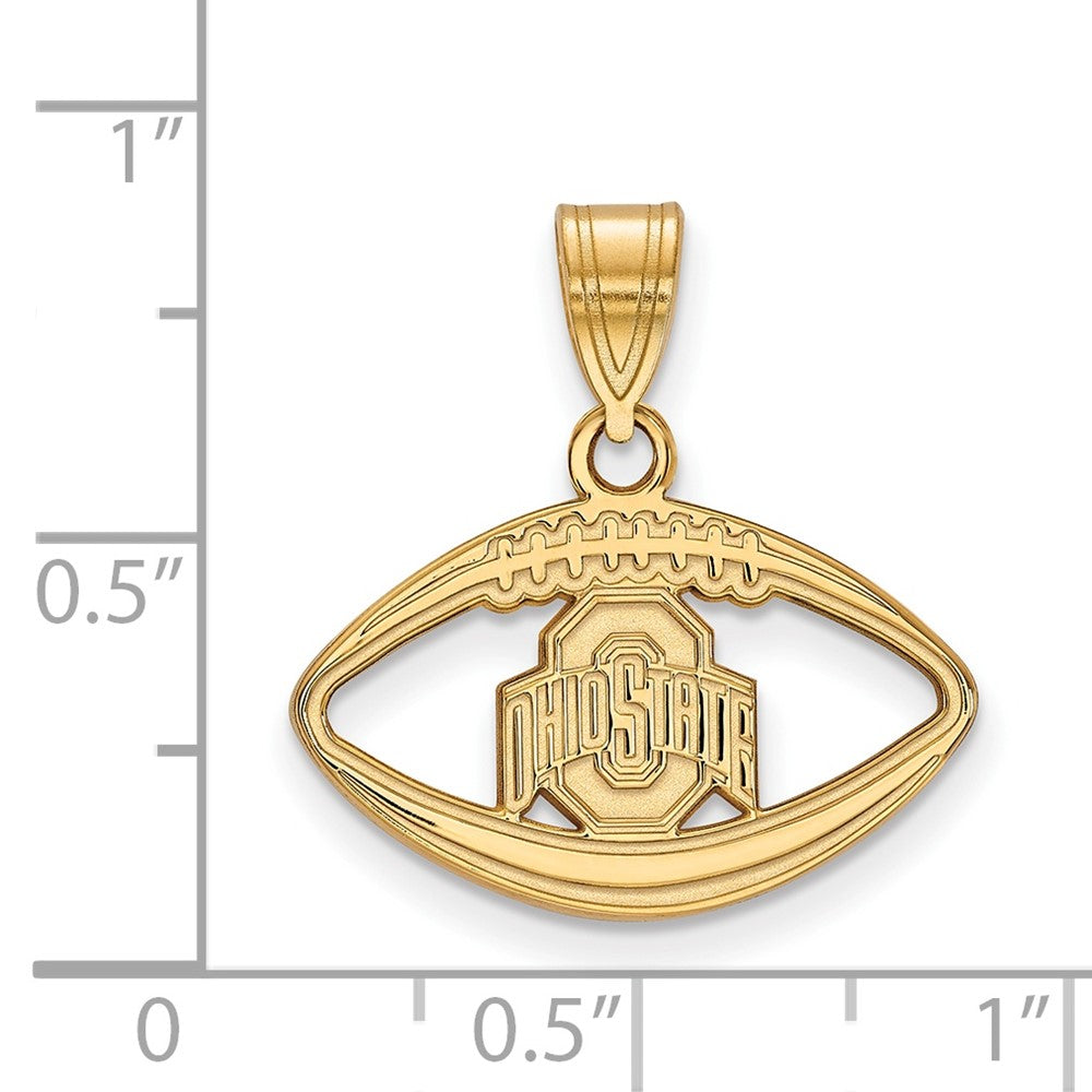 Sterling Silver Gold-plated LogoArt The Ohio State University Football Pendant