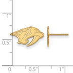 Sterling Silver Gold-plated NHL LogoArt Nashville Predators Extra Small Post Earrings