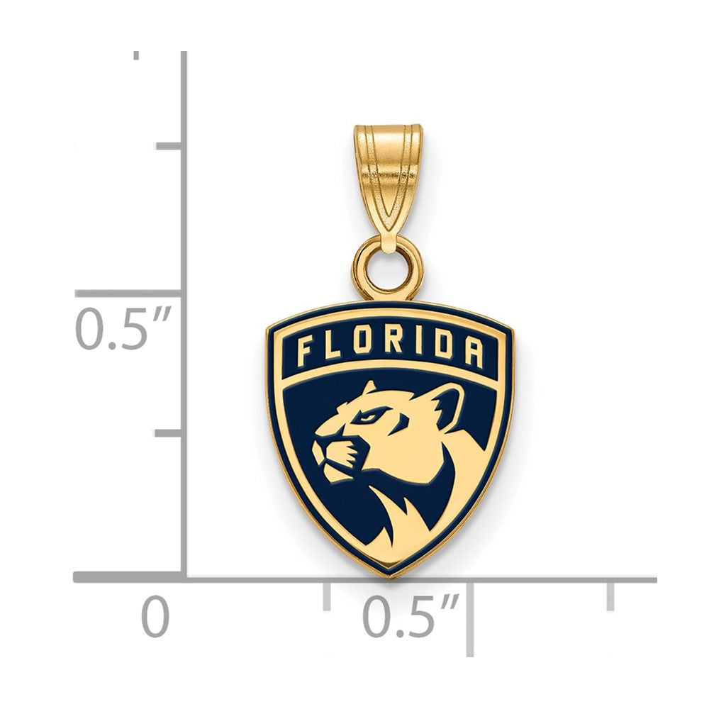 Sterling Silver Gold-plated NHL LogoArt Florida Panthers Small Enameled Pendant