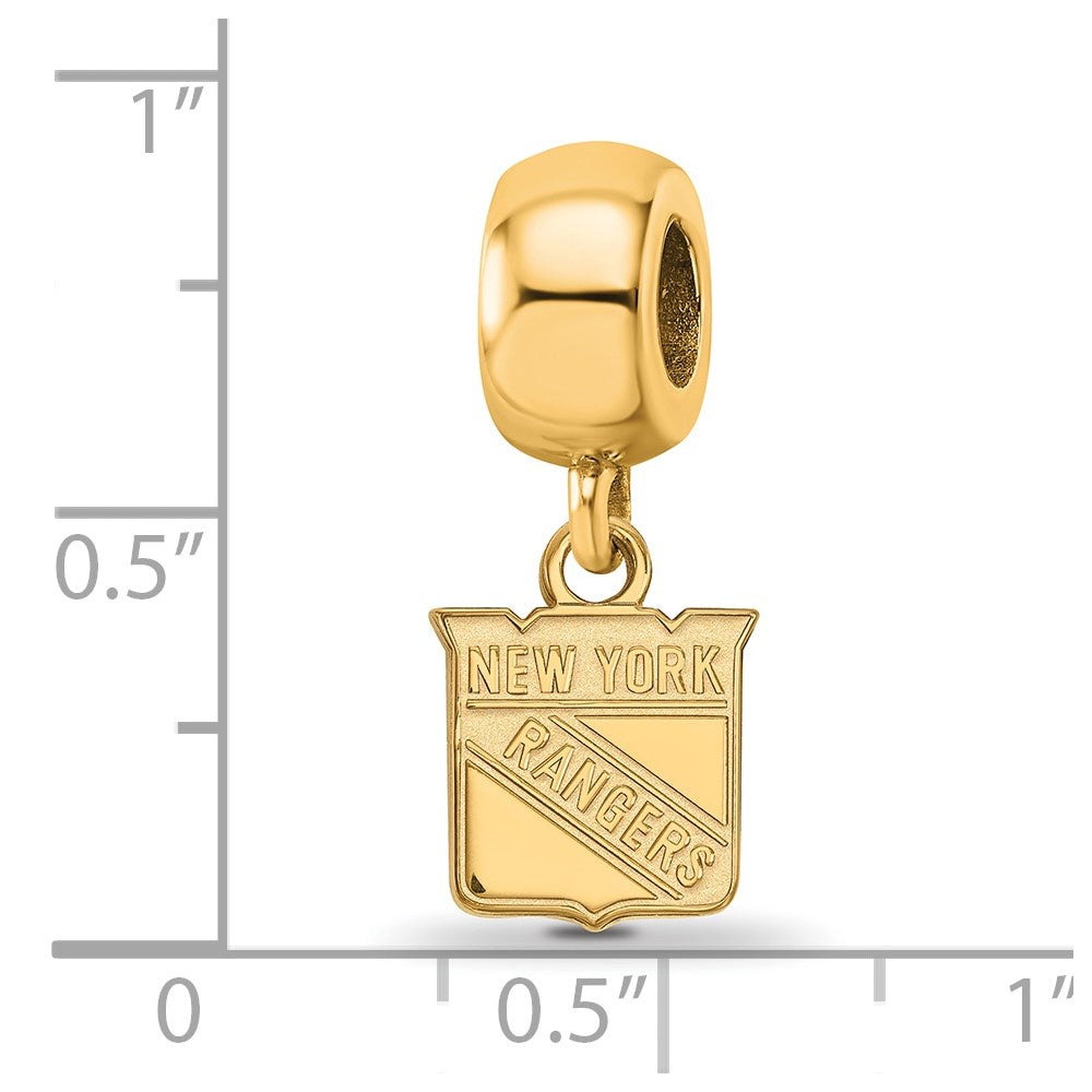 Sterling Silver Gold-plated NHL LogoArt New York Rangers Extra Small Dangle Bead Charm