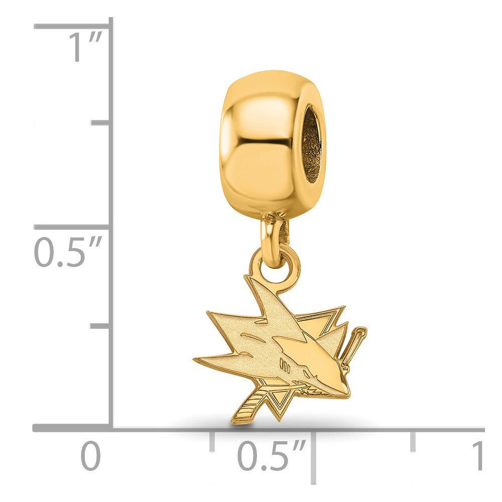 Sterling Silver Gold-plated NHL LogoArt San Jose Sharks Extra Small Dangle Bead Charm