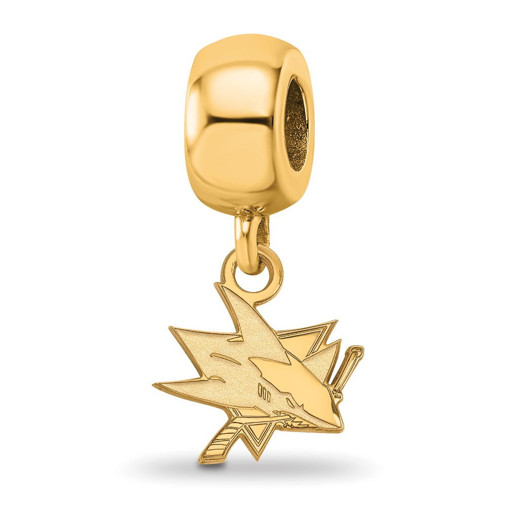 Sterling Silver Gold-plated NHL LogoArt San Jose Sharks Extra Small Dangle Bead Charm