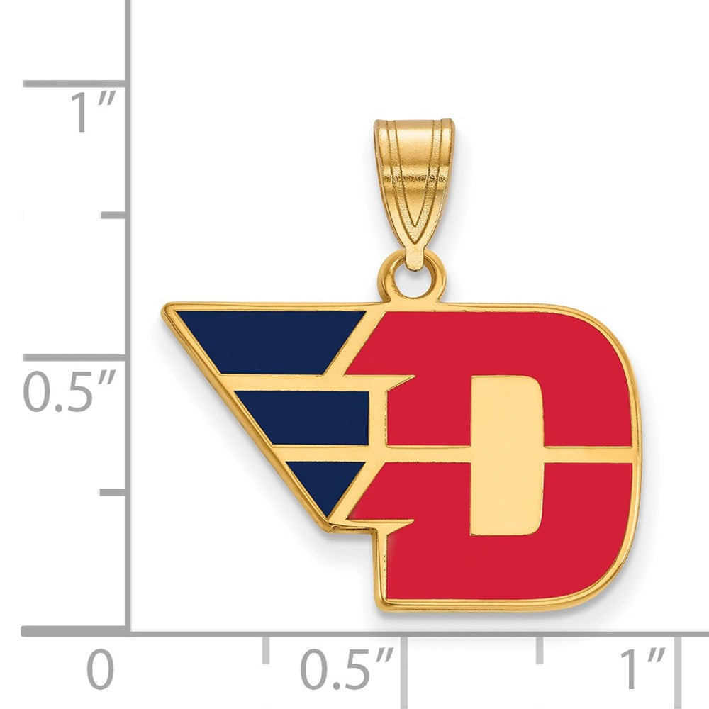 Sterling Silver Gold-plated LogoArt University of Dayton Medium Enameled Pendant