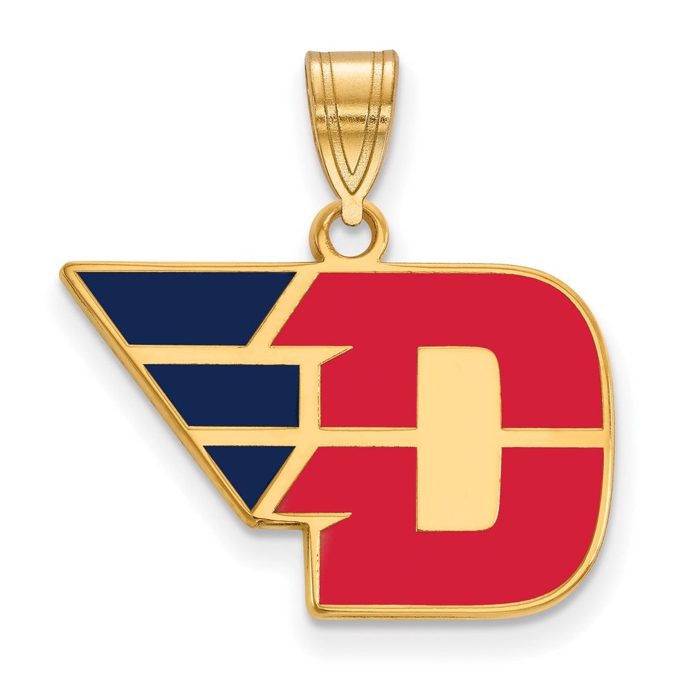 Sterling Silver Gold-plated LogoArt University of Dayton Medium Enameled Pendant