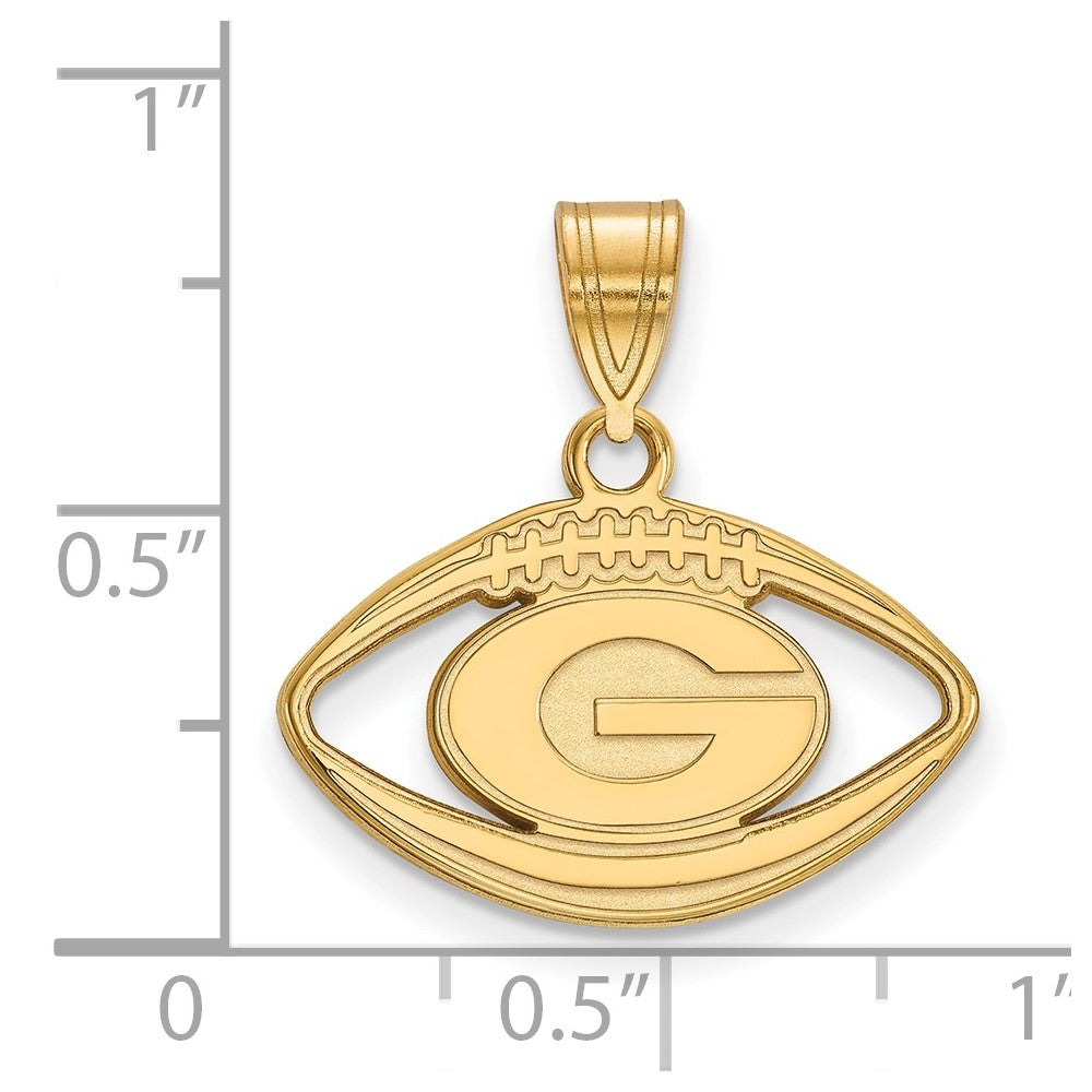 Sterling Silver Gold-plated LogoArt University of Georgia Letter G Football Pendant