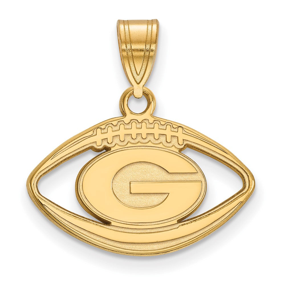 Sterling Silver Gold-plated LogoArt University of Georgia Letter G Football Pendant