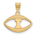 Sterling Silver Gold-plated LogoArt University of Illinois Letter I Football Pendant