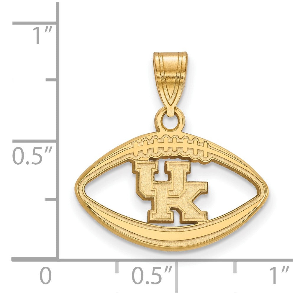 Sterling Silver Gold-plated LogoArt University of Kentucky U-K Football Pendant