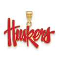 Sterling Silver Gold-plated LogoArt University of Nebraska Huskers Large Enameled Pendant