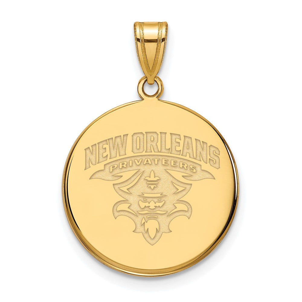 14k Gold LogoArt University of New Orleans U-N-O Large Disc Pendant