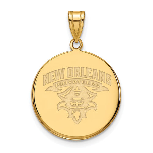 10k Gold LogoArt University of New Orleans U-N-O Large Disc Pendant