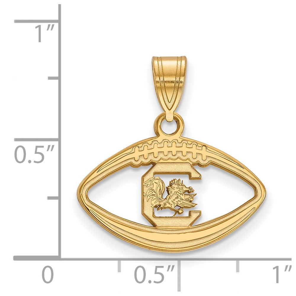 Sterling Silver Gold-plated LogoArt University of South Carolina Football Pendant