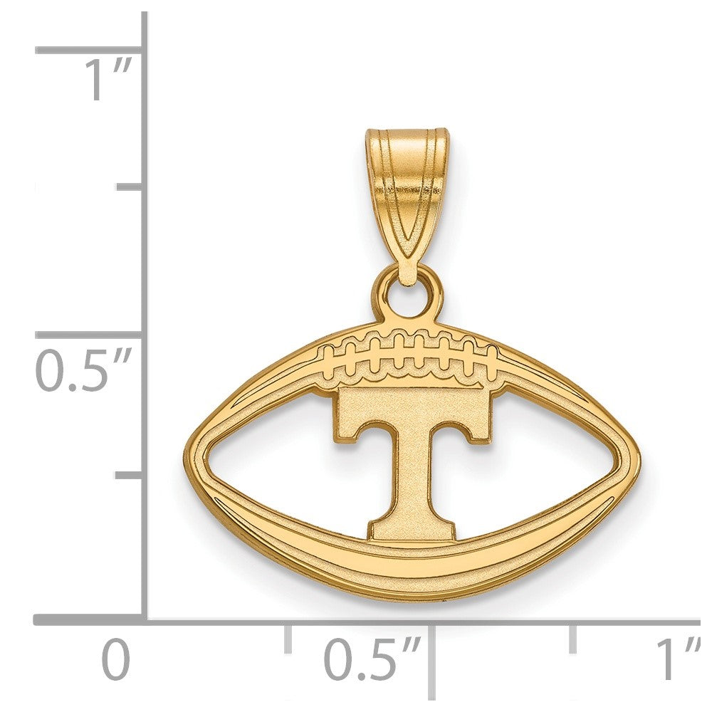 Sterling Silver Gold-plated LogoArt University of Tennessee Letter T Football Pendant