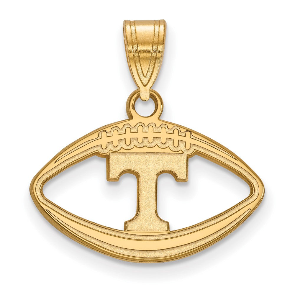 Sterling Silver Gold-plated LogoArt University of Tennessee Letter T Football Pendant