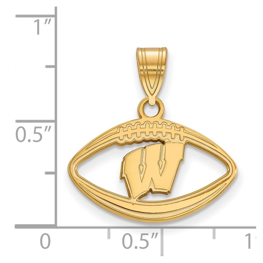 Sterling Silver Gold-plated LogoArt University of Wisconsin Football Pendant