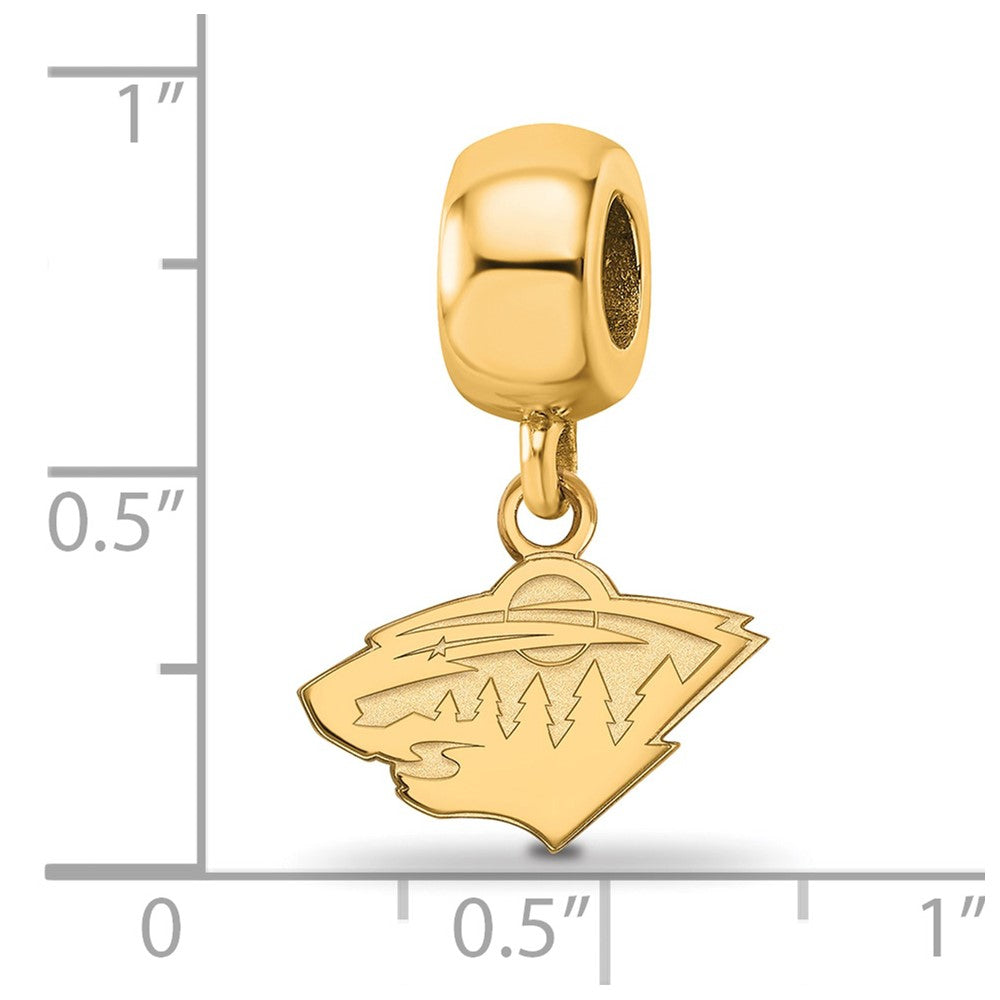 Sterling Silver Gold-plated NHL LogoArt Minnesota Wild Extra Small Dangle Bead