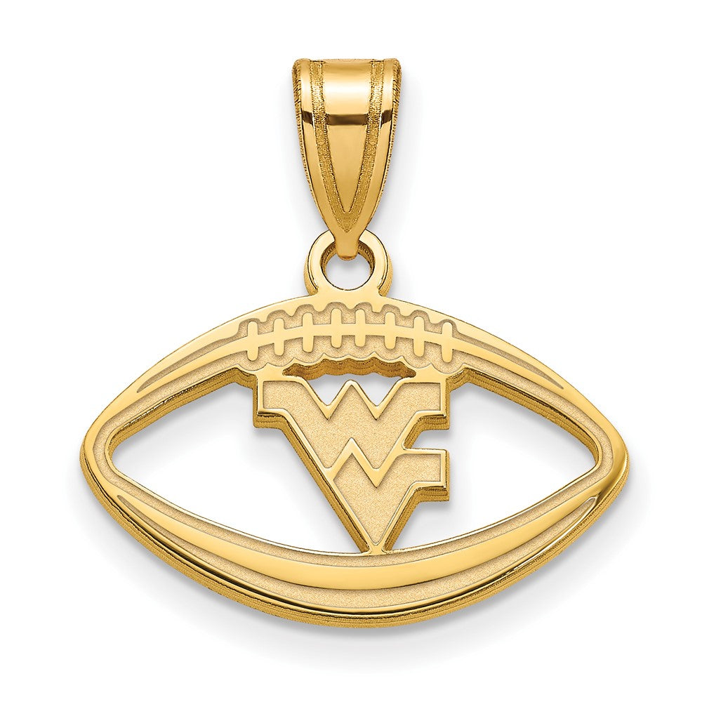 Sterling Silver Gold-plated LogoArt West Virginia University W-V Football Pendant