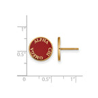 Sterling Silver Gold-plated LogoArt Alpha Chi Omega Sorority Text Color Enamel Post Earrings