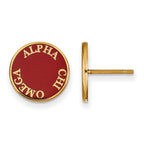 Sterling Silver Gold-plated LogoArt Alpha Chi Omega Sorority Text Color Enamel Post Earrings