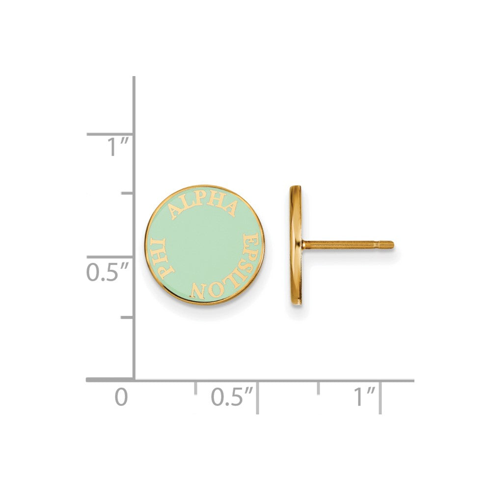 Sterling Silver Gold-plated LogoArt Alpha Epsilon Phi Sorority Text Color Enamel Post Earrings