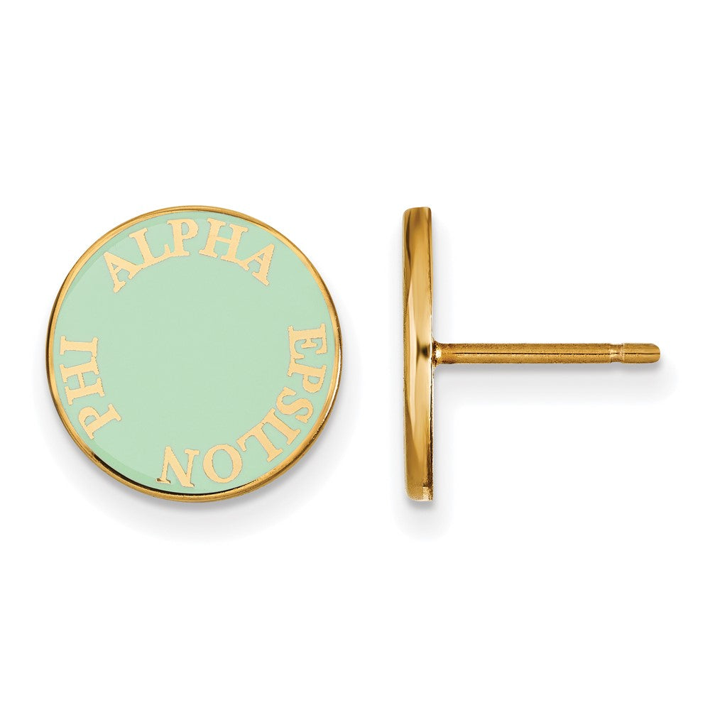 Sterling Silver Gold-plated LogoArt Alpha Epsilon Phi Sorority Text Color Enamel Post Earrings