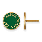 Sterling Silver Gold-plated LogoArt Alpha Sigma Tau Sorority Text Color Enamel Post Earrings