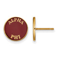 Sterling Silver Gold-plated LogoArt Alpha Phi Sorority Text Color Enamel Post Earrings