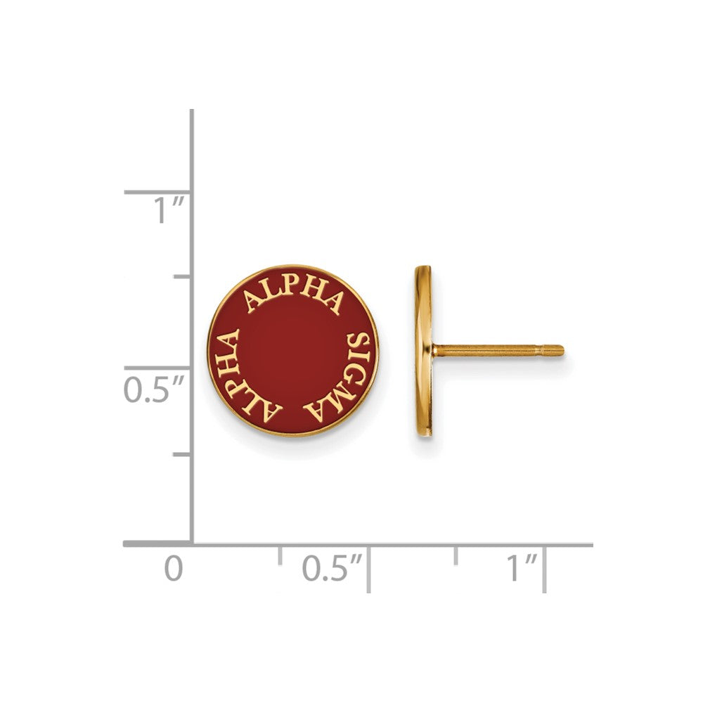 Sterling Silver Gold-plated LogoArt Alpha Sigma Alpha Sorority Text Color Enamel Post Earrings