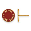 Sterling Silver Gold-plated LogoArt Alpha Sigma Alpha Sorority Text Color Enamel Post Earrings