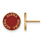 Sterling Silver Gold-plated LogoArt Alpha Sigma Alpha Sorority Text Color Enamel Post Earrings