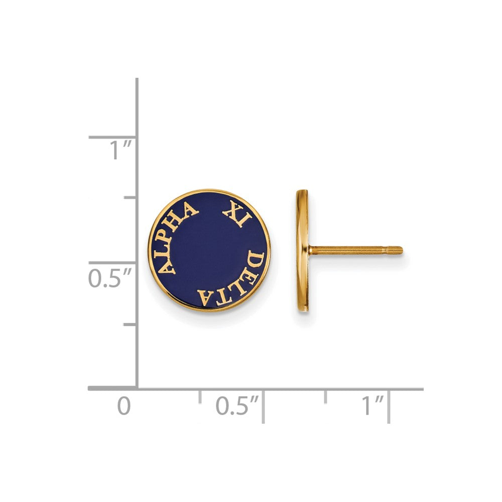 Sterling Silver Gold-plated LogoArt Alpha Xi Delta Sorority Text Color Enamel Post Earrings