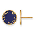 Sterling Silver Gold-plated LogoArt Alpha Xi Delta Sorority Text Color Enamel Post Earrings