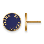 Sterling Silver Gold-plated LogoArt Alpha Xi Delta Sorority Text Color Enamel Post Earrings