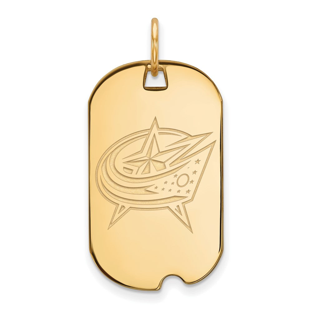 Sterling Silver Gold-plated NHL LogoArt Columbus Blue Jackets Small Dog Tag Pendant