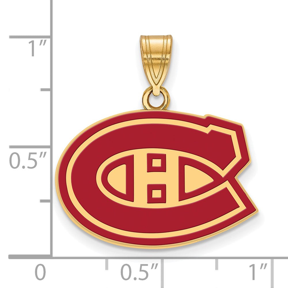 Sterling Silver Gold-plated NHL LogoArt Montreal Canadiens Medium Enameled Pendant