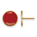 Sterling Silver Gold-plated LogoArt Chi Omega Sorority Text Color Enamel Post Earrings
