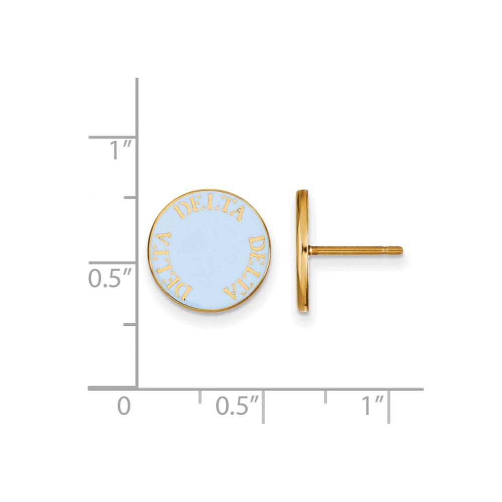 Sterling Silver Gold-plated LogoArt Delta Delta Delta Sorority Text Color Enamel Post Earrings