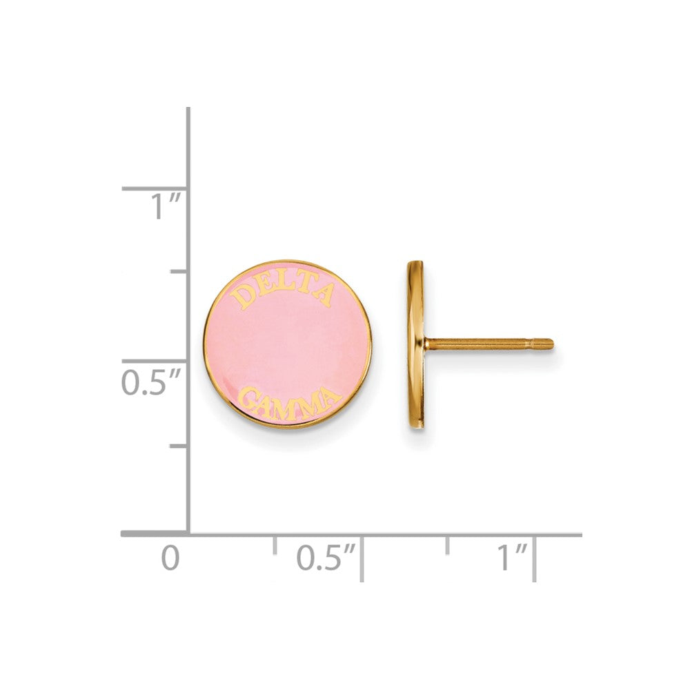 Sterling Silver Gold-plated LogoArt Delta Gamma Sorority Text Color Enamel Post Earrings