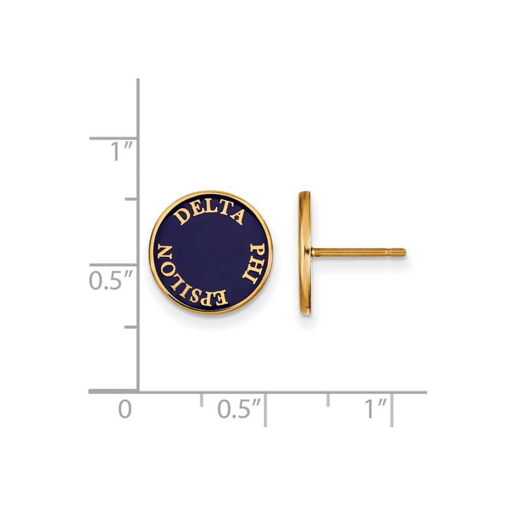 Sterling Silver Gold-plated LogoArt Delta Phi Epsilon Sorority Text Color Enamel Post Earrings