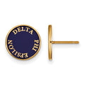Sterling Silver Gold-plated LogoArt Delta Phi Epsilon Sorority Text Color Enamel Post Earrings