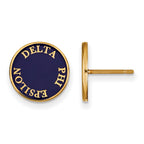 Sterling Silver Gold-plated LogoArt Delta Phi Epsilon Sorority Text Color Enamel Post Earrings
